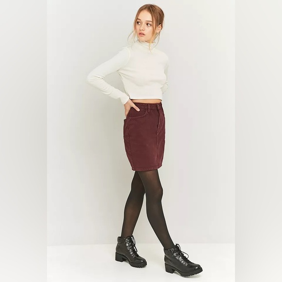 Y2K 90s Vintage EDDIE BAUER Burgundy Corduroy Mini Skirt Women's 6 Academia Fall - Picture 1 of 15